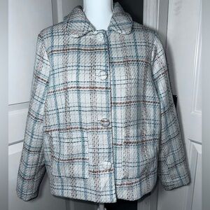 Lauren Conrad Tweed Plaid Cropped Jacket Coat Women’s Plus 0X Button Front